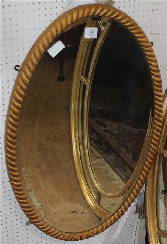 Oval gilt rose twist mirror(-)